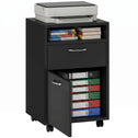 Mobile Storage Cabinet Organizer with Drawer and Cabinet, Printer Stand with Castors, Black