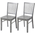 Dining Chairs Set of 2 Ergonomic Solid Wood, Armless Kitchen Chairs with Rubberwood Legs, Rustic Gray