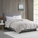 King Size Lightweight Down Alternative Blanket with Satin Trim, Hypoallergenic Polyester, Machine Washable, 108" L x 90" W x 0.25" H, Gray