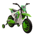 12V Kids Motorcycle w/ Treaded Tires, 5mph Top Speed Electric Bike for Kids, Ride On Motorcycle w/ Training Wheels, Battery Charger, Spring Suspension, Green