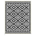 Outdoor Rug Carpet Reversible Plastic Straw Rug with LED Lights Black and White 10' x 8' for Patio