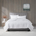 King Size Lightweight Down Alternative Blanket with Satin Trim, Hypoallergenic Polyester, Moisture-Wicking, 108" L x 90" W x 0.25" H, White
