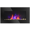 28.5" 1450W Electric Wall-Mounted Fireplace with Flame Effect, 7 Color Background Light, Black