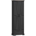 71" Pantry Cabinet, Kitchen Storage Cabinet with Adjustable Shelves, Barn Doors and Drawer for Dining Room, Black