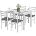 5-Piece Small Kitchen Table Set for 4, Farmhouse Dining Table Set with Upholstered Chairs and Rubber Wood Legs, White