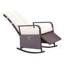 PE Rattan Rocking Recliner with Footrest, Beige