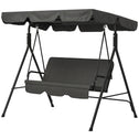 3-Seat Outdoor Patio Swing Chair w/ Cushion, Steel Frame Stand, Adjustable Tilt Canopy for Patio, Garden, Black