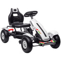 Kids Pedal Go Kart W/ Adjustable Seat, Rubber Wheels, White