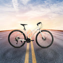 21-Speed 700C Road Hybrid Bike with Dual-Disc Brakes for Adults, 85% Pre-Assembled, 68" L x 27.5" W x 37.5" H, Cream