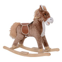Kids Rocking Horse with Soft Plush Body, Wooden Base & Handle Grip for Years 3+