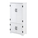Accent Floor Storage Cabinet Kitchen Pantry with Adjustable Shelves and 2 Lower Doors, White
