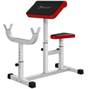 265 LBS Preacher Curl Bench for Strength Training, Adjustable Seated Arm Isolated Barbell Dumbbell Bicep Station, White
