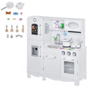 Kids Kitchen Playset with Telephone, Wooden Kitchenette for kids with Cookware, Storage Cabinet, Water Dispenser, Blackboard, Toddler Pretend Play Kitchen with Cooking Accessories for Aged 3+