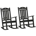 2PCs Outdoor Rocking Chair with Armrests, Fade-Resistant Waterproof HDPE for Indoor & Outdoor, Black