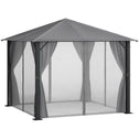 10' x 10' Patio Gazebo, Outdoor Gazebo Canopy Shelter with Netting & Curtains, Vented Roof, for Garden, Lawn, Backyard and Deck, Black