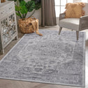 Naar 5x7 Stylish Stain-Resistant Area Rug with Non-Shedding Design, Carpet for Living Room, Bedroom, Home Office, 90" L x 63" W x 0.35" H, Silver