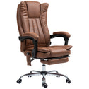 Massage Office Chair with 6 Points and Heat, Reclining Computer Chair with Adjustable Height and Footrest, Brown