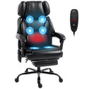 High Back Vibration Massage Office Chair Heated Reclining Computer Chair w/ Footrest, Swivel Wheels, Remote, Black
