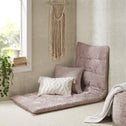 Poly Chenille Floor Pillow Cushion with Tufted Detailing, Travel Wrap, Lightweight Long Lounger for Reading, Relaxing, 74" L x 27" W x 3" H, Blush