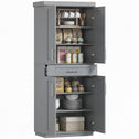 Modern Kitchen Pantry Freestanding Cabinet Cupboard with Doors and Drawer, Adjustable Shelving, Gray