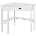 Corner Desk, Triangle Computer Desk with Drawer and Storage Shelves for Small Spaces, Home Office Workstation for Living Room, or Bedroom, White