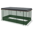 Galvanized Steel Planter Box with Crop Cage and Shade Cloth, Raised Garden Bed for Flowers, Veggies and Herbs, Green
