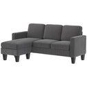 Sectional Sofa, L Shaped Couch, with Reversible Chaise or Ottoman, Dark Gray