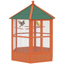 69" Wooden Hexagonal Outdoor Aviary Flight Bird Cage With Covered Roof, Brown