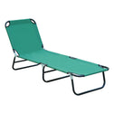 Folding Patio Lounge Chair, Outdoor Sun Tanning Chair, 5-level Adjustable Back, Chaise Pool Breathable Chair with Steel Frame, for Beach, Yard, Green