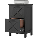 Vertical File Cabinet with 2 Drawers, Rustic Farmhouse Office Storage Cabinet for A4, Letter Size, Distressed Black