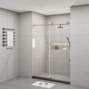 Frameless Shower Door with Stainless Steel Hardware, Support Bar, Bathroom Door with Waterproof Seals, 60" L x 0.5" W x 76" H, Brushed Nickel