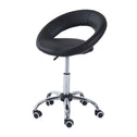 Crescent Rolling Salon Stool with Adjustable Height, Breathable Open Back, Foam Cushion Seat, and 5 Caster Wheels, Black