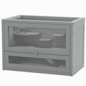 2-Level Hamster Cage with Openable Top, Door, Shelf, Ladder, Gray