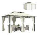 10' x 13' Patio Gazebo, Outdoor Gazebo Canopy Shelter with Curtains, Vented Roof, Steel Frame for Garden, Lawn, Backyard and Deck, Cream White