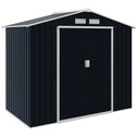 7'x4' Metal Outdoor Shed Organizer & Garden Storage with 4 Vents for Airflow & 2 Easy Sliding Doors - Dark Gray