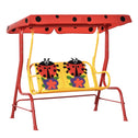 Kids Patio Swing, Adjustable Canopy Swing Glider, Kids Outdoor Swing Chair with 2 Seats, Seat-Belted Safety, Red