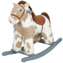 Rocking Horse, Kids Plush Horse Rocker with Rabbit Toy and Realistic Neigh for Toddlers 2–5 Years Old, Brown