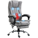Massage Office Chair with 6 Points and Heat, Reclining Computer Chair with Adjustable Height and Footrest, Gray