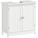 24" Under Sink Storage Cabinet with 2 Doors and Shelves, Pedestal Sink Bathroom Vanity Furniture, White