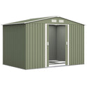 9' x 6' Outdoor Storage Shed, Garden Tool Metal Shed with Foundation Kit, Double Lockable Door, Air Vents and Sloping Roof, for Backyard, Patio, Lawn, Green