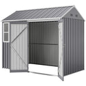 8' x 5.5' Metal Garden Storage Shed, Extra Large Outdoor Tool Storage House w/Lockable Doors, Window, Air Vents, Gray