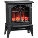 Electric Fireplace Heater, Freestanding Fireplace Stove with Realistic Flames Overheating Protection 750W/1500W, Black