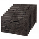 8-Pack 3D Faux Stone Wall Panels, Lightweight Polyurethane Panels for Interior and Exterior Accent Walls, Black