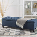 Storage Ottoman with Contemporary Design, Upholstered Seating, Versatile Storage Bench, 51" L x 17.5" W x 17" H, Navy Blue