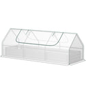 8.6 x 3 x 1ft Metal Planter Box with Mini Greenhouse, Galvanized Raised Garden Bed with Cover for Herbs and Vegetables, Small Greenhouse for Patio Garden Balcony, White and Silver