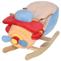 Kids Rocking Horse, Wooden Plush Ride-on Plane Chair Toy with Lullby Song and Seat Belt for 18 Month +