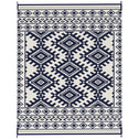 Reversible Outdoor Rug, Waterproof Plastic Straw with Carry Bag, 8' x 10', Blue & White Rhombus Border