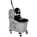 9.5 Gallon (38 Quart) Mop Bucket with Wringer Cleaning Cart, 4 Moving Wheels, Mop-Handle Holder & 2 Separate Buckets, Gray