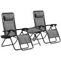Zero Gravity Chair Set with Side Table, Folding Reclining Chair with Cupholders & Pillows, Adjustable Lounge Chairs for Pool, Backyard, Lawn, Beach, Gray