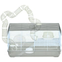 Small Animal Cage for Gerbil or Dwarf Hamster w/ Tubes, Exercise Wheel, Food Dish, Water Bottle, 23" x 13" x 12", Gray